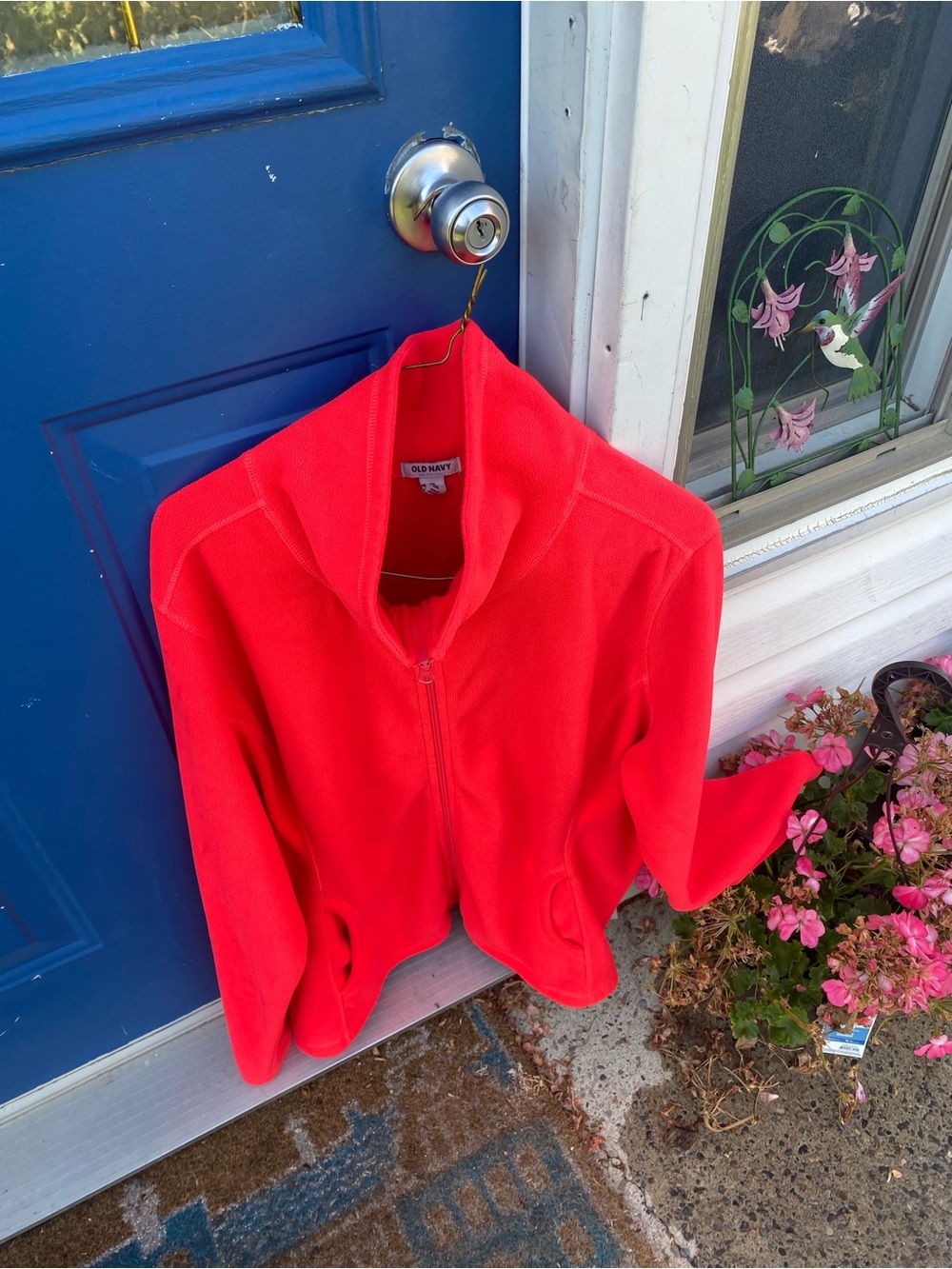 Old Navy Women's Bright Red Fleece Utility Jacket